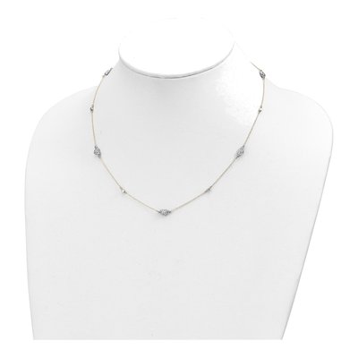 14K Two-Tone Gold Puffed Hearts Pendant Necklace – view 5