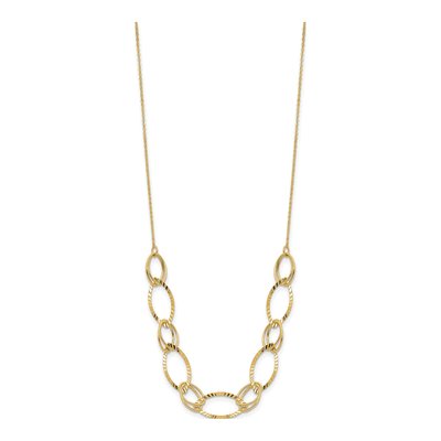 14K Yellow Gold Diamond-Cut Oval Link Necklace – view 3