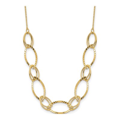 14K Yellow Gold Diamond-Cut Oval Link Necklace