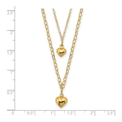 14K Yellow Gold Double Layer Puffed Heart Necklace – view 4