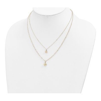 14K Yellow Gold Double Layer Puffed Heart Necklace – view 5