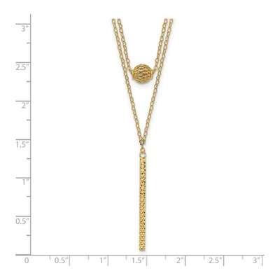 14K Yellow Gold Double Layer Filigree Bar Necklace – view 4