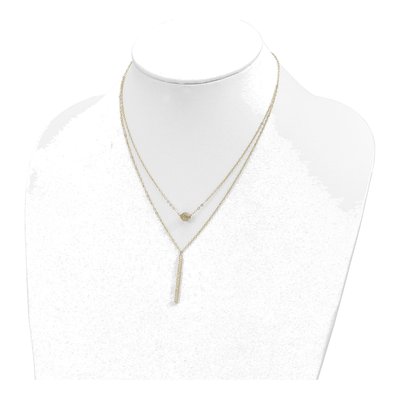 14K Yellow Gold Double Layer Filigree Bar Necklace – view 5