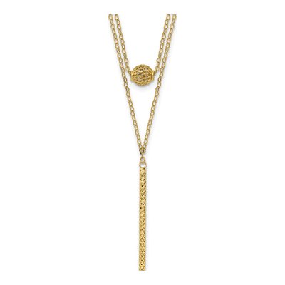 14K Yellow Gold Double Layer Filigree Bar Necklace
