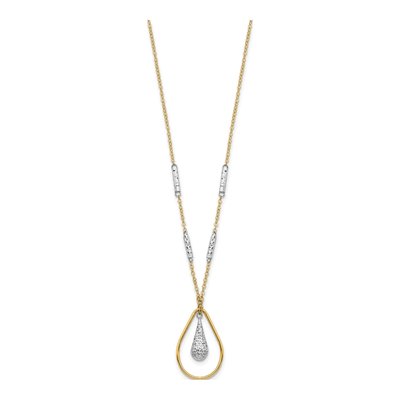 14K Two-Tone Gold Teardrop Bar Necklace – view 3