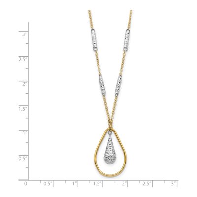 14K Two-Tone Gold Teardrop Bar Necklace – view 4