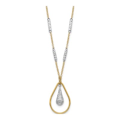 14K Two-Tone Gold Teardrop Bar Necklace