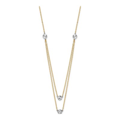 14K Two-Tone Gold Diamond-Cut Disc Necklace – view 3
