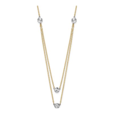 14K Two-Tone Gold Diamond-Cut Disc Necklace