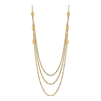 14K Yellow Gold Triple Layer Circles Necklace