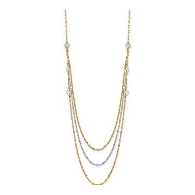 14K Two-Tone Gold Triple Circle Fancy Necklace – view 3