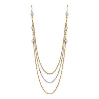14K Two-Tone Gold Triple Circle Fancy Necklace