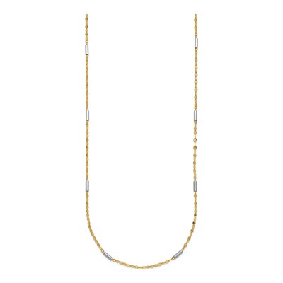 14K Two-Tone Gold Diamond-Cut Bar Necklace – view 3