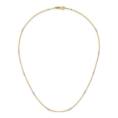 14K Two-Tone Gold Diamond-Cut Bar Necklace – view 6