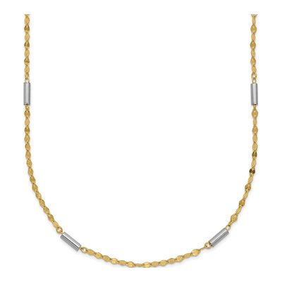 14K Two-Tone Gold Diamond-Cut Bar Necklace