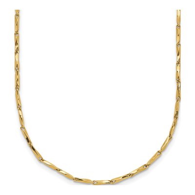 14K Yellow Gold 1.06mm Diamond-Cut Fancy Link Chain