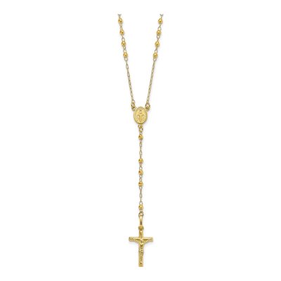 14K Yellow Gold Crucifix Rosary Necklace