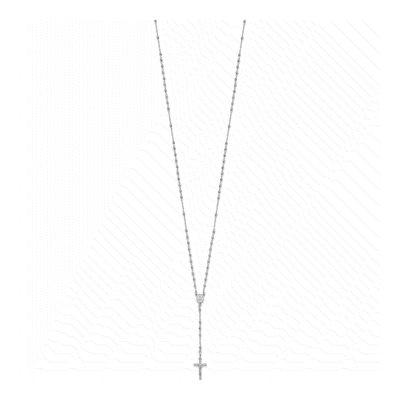 14K White Gold Rosary Necklace – view 3