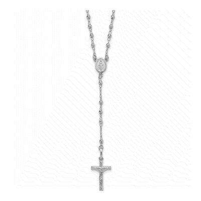 14K White Gold Rosary Necklace