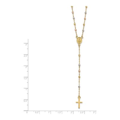 14K Tri-Color Gold Rosary Necklace – view 4