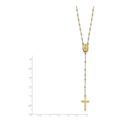 14K Tri-Color Gold Rosary Necklace – view 4