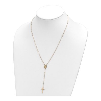 14K Tri-Color Gold Rosary Necklace – view 5