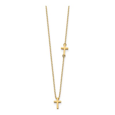14K Yellow Gold Sideways Cross Necklace – view 3