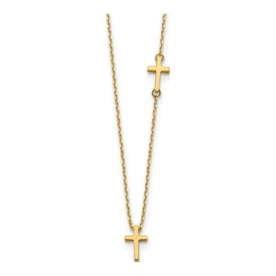 14K Yellow Gold Sideways Cross Necklace