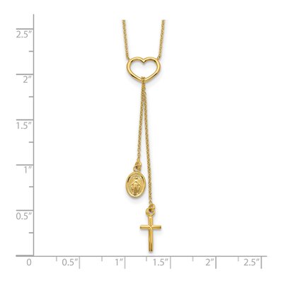 14K Yellow Gold Heart Cross Y-Necklace – view 4