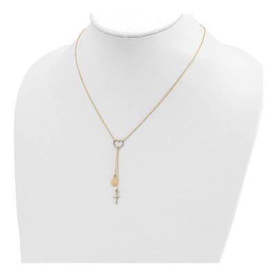 14K Yellow Gold Heart Cross Y-Necklace – view 5