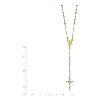 14K Tri-Color Gold Rosary Necklace – view 4