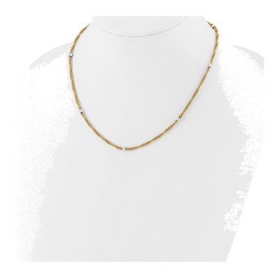 14K Two-Tone Gold 3.8mm Twisted Beaded Station Chain – view 3