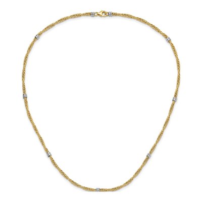 14K Two-Tone Gold 3.8mm Twisted Beaded Station Chain – view 4