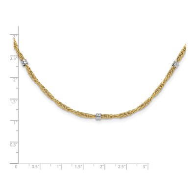 14K Two-Tone Gold 3.8mm Twisted Beaded Station Chain – view 5