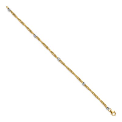 14K Two-Tone Gold Beaded Station Bracelet – view 3