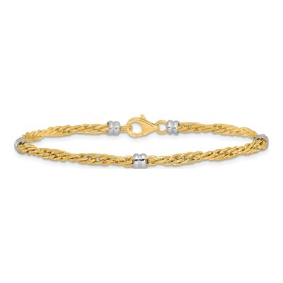 14K Two-Tone Gold Beaded Station Bracelet – view 4