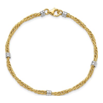 14K Two-Tone Gold Beaded Station Bracelet – view 5