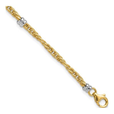 14K Two-Tone Gold Beaded Station Bracelet