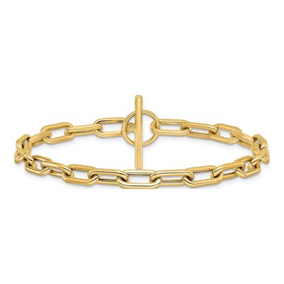 14K Yellow Gold 5mm Toggle Oval Cable Chain Bracelet – view 4