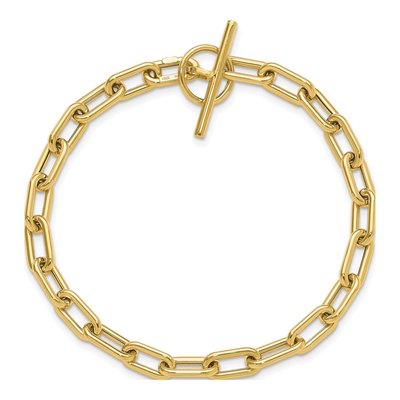 14K Yellow Gold 5mm Toggle Oval Cable Chain Bracelet – view 5