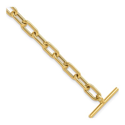 14K Yellow Gold 5mm Toggle Oval Cable Chain Bracelet