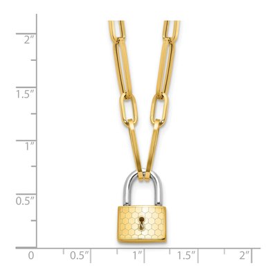14K Two-Tone Gold 4mm Fancy Lock Cable Chain – view 5
