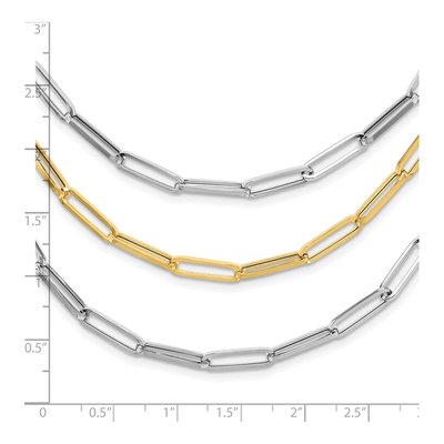 14K Two-Tone Gold 64mm Paperclip 3-Strand Bib Cable Chain – view 5