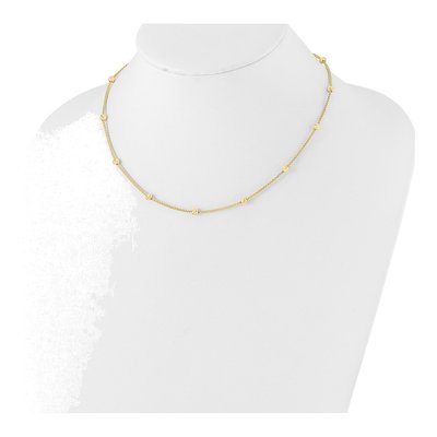 14K Yellow Gold Beaded Mesh Necklace – view 2