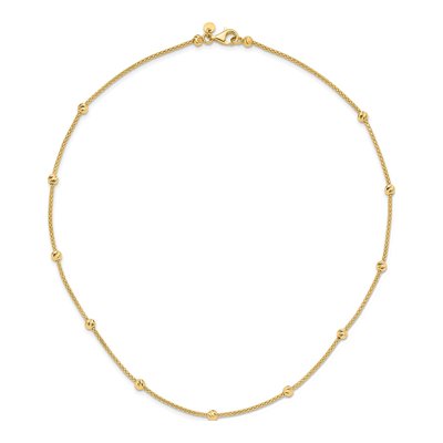 14K Yellow Gold Beaded Mesh Necklace – view 3