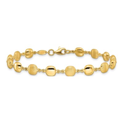 14K Yellow Gold 4mm Puffed Circles Fancy Link Chain Bracelet – view 3