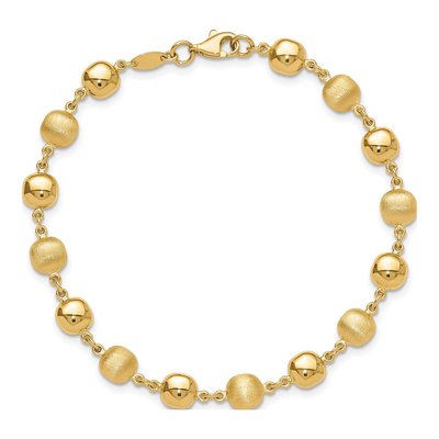 14K Yellow Gold 4mm Puffed Circles Fancy Link Chain Bracelet – view 4