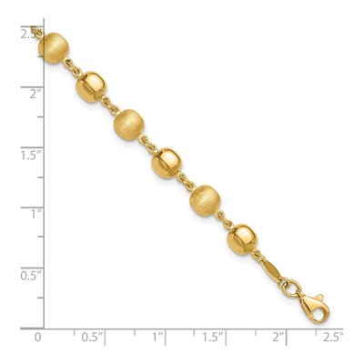 14K Yellow Gold 4mm Puffed Circles Fancy Link Chain Bracelet – view 5