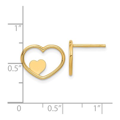 14K Yellow Gold Open Heart Stud Earrings – view 5