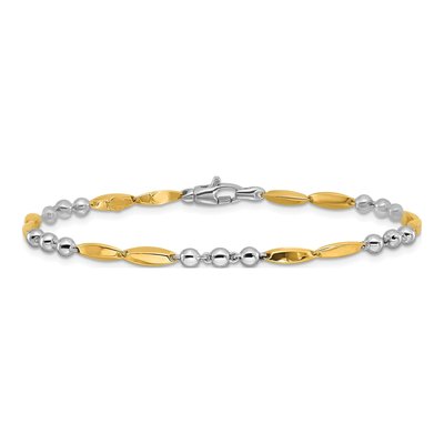 14K Two-Tone Gold 3.3mm Bead Chain Bracelet – view 4